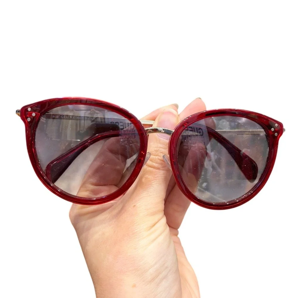 Celine CL40033F Red Gold Cat Eye Sunglasses Womens Designer Frames Italy 56mm